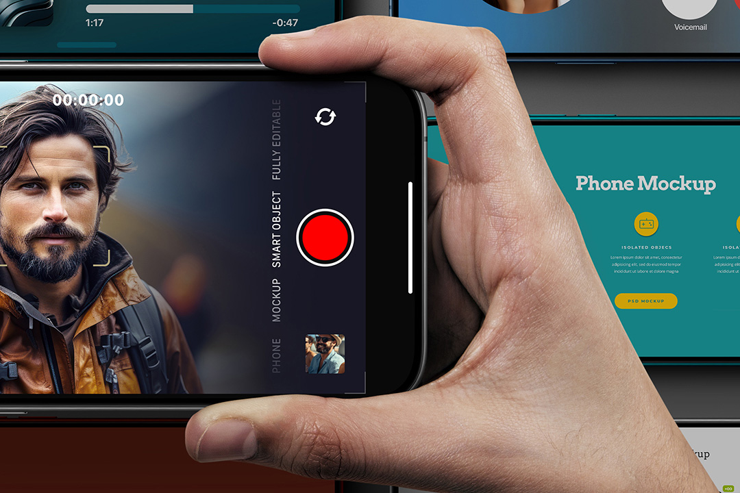 Phone Mockup – Hand Holding iPhone 15 Horizontal (9 Isolated Objects) - Image 3