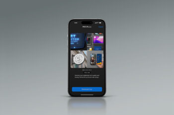 Free iPhone 16 mockup in front view with automatic screen reflection, isolated PSD file with editable Smart Object for app, UI, and branding presentations.