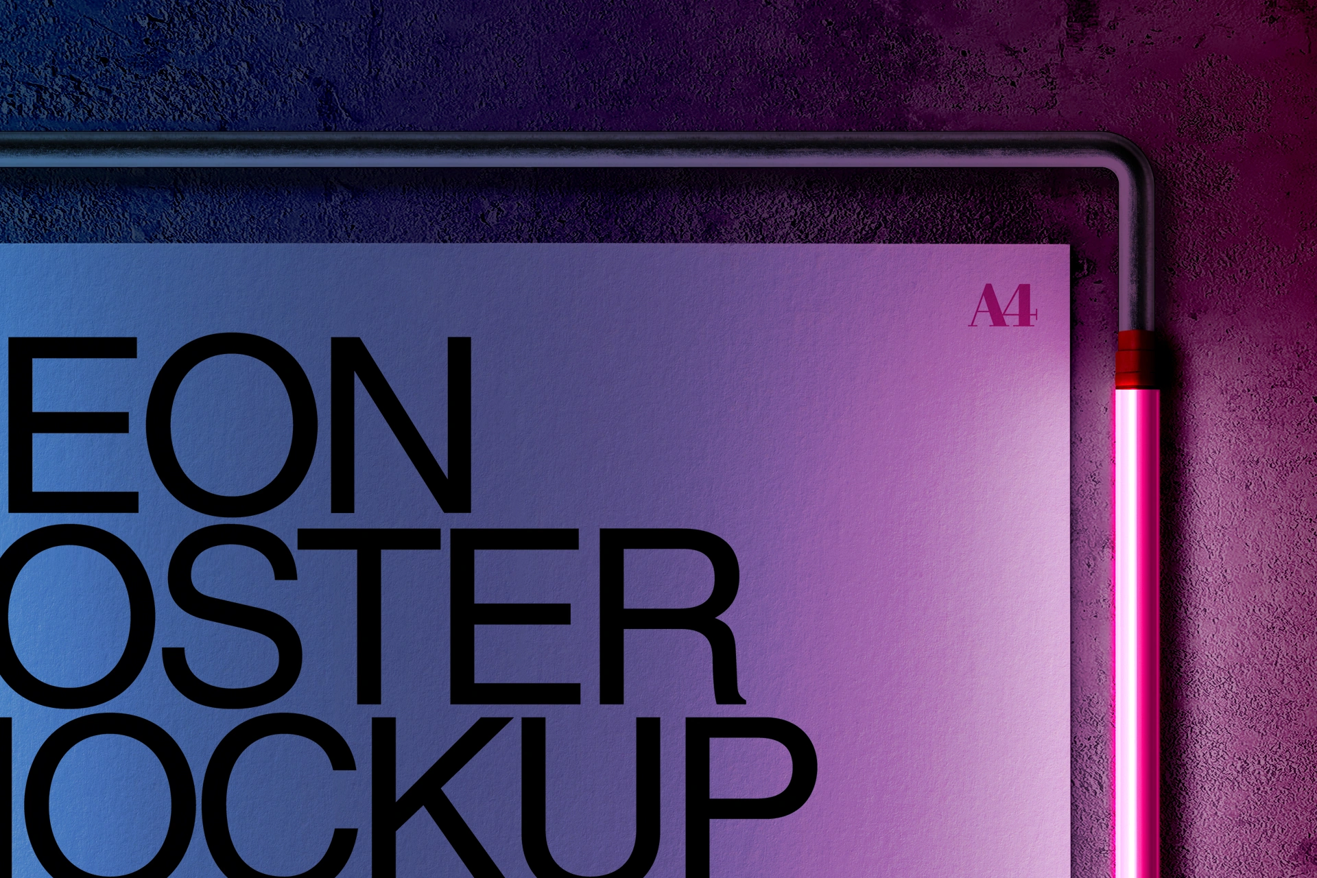 Poster Mockup - A4 Neon Frame Vertical & Horizontal (2 Objects) - Image 4