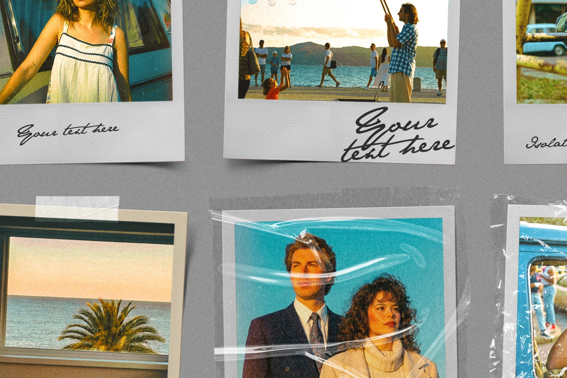 Instant Photo Mockup - Wrapped & Taped Polaroids (6 Objects) - Image 3